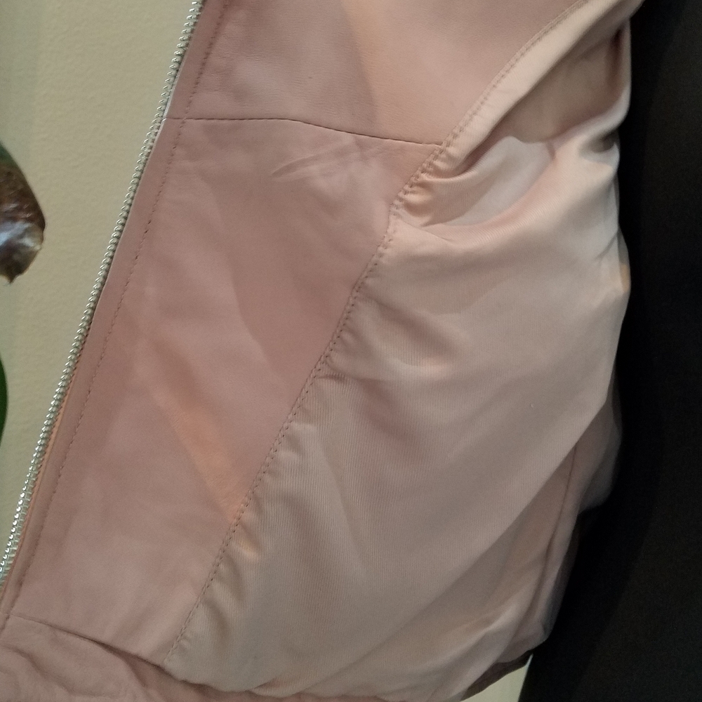 Wilsons Luxe Leather Moto Jacket Vintage Style Dusty Pink Silver Tone Hdwr S NWT - Picture 12 of 14